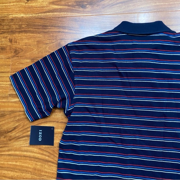 3/$25 NWT New Izod Boy Navy White Red Stripe Collared Polo Shirt Size M 10/12 - Picture 7 of 14